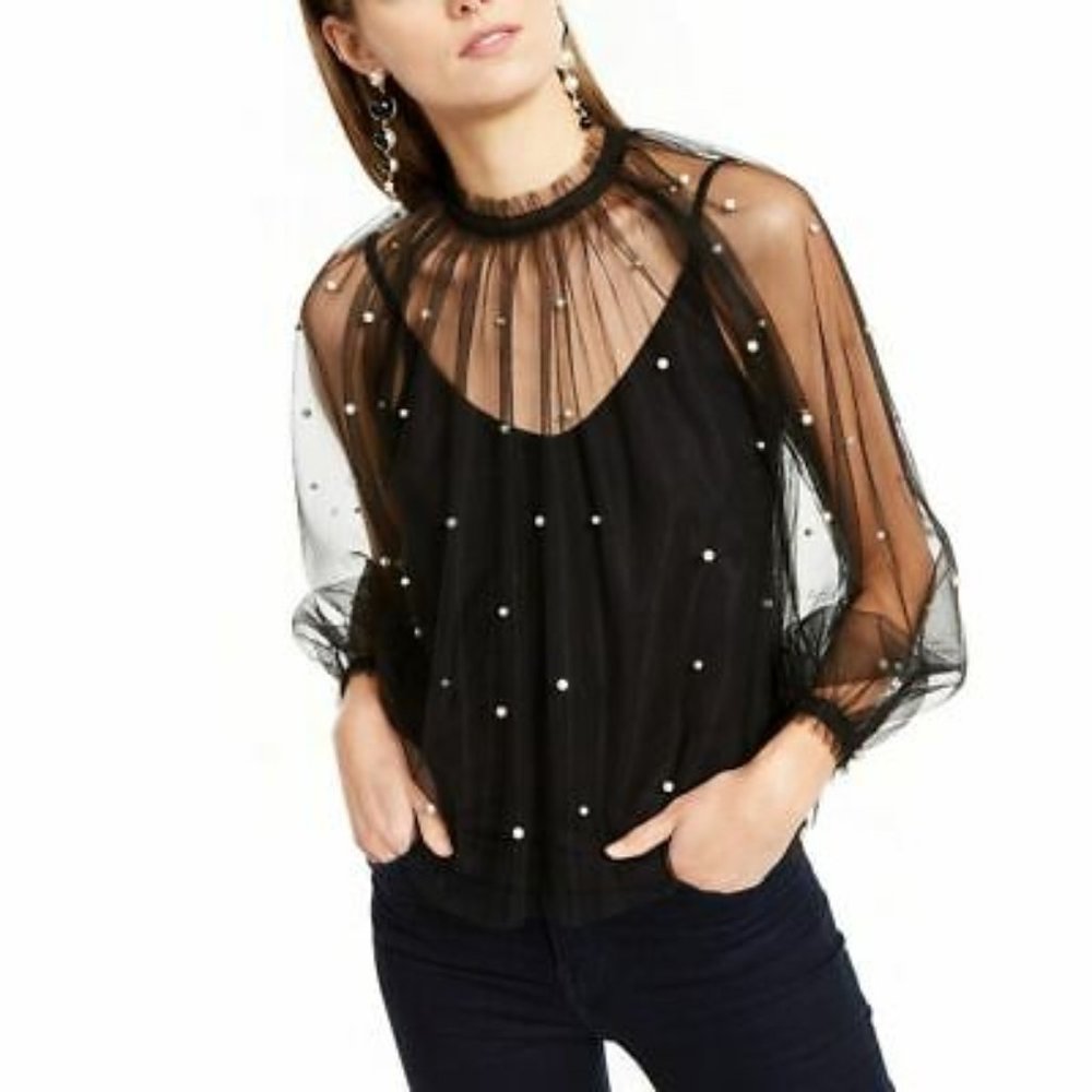 INC Pearl & Sheer Blouse